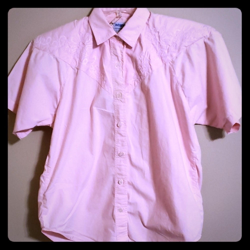 Vintage wrangler pink short sleeve embroidered